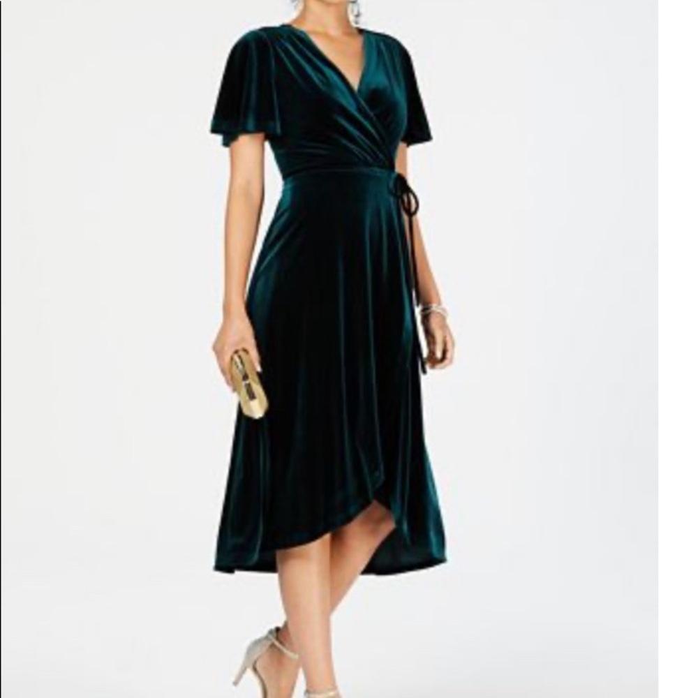 Vince Camuto Flutter Sleeve Velvet Wrap Dress